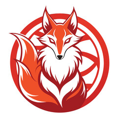 logo of a kitsune mythical creature from japanese vector