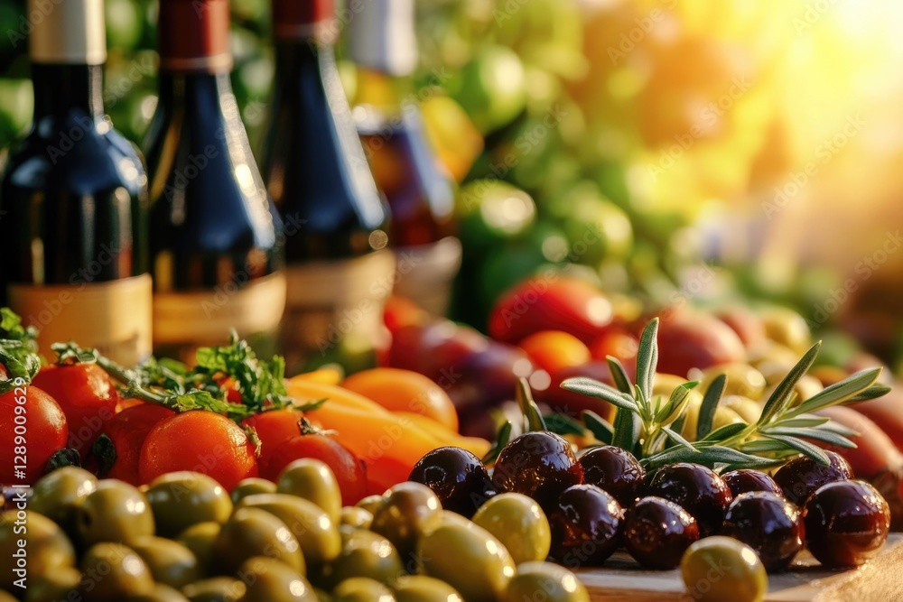 Poster a colorful table filled with various fruits and vegetables