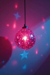 Obraz premium Pink disco ball pendant lights suspended from the wall, lighting, decor, pendant