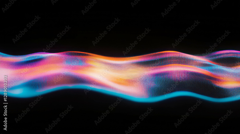 Poster Vibrant abstract digital waves with dynamic light and color patterns