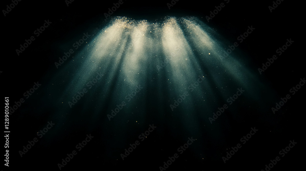 Poster atmospheric background of falling dust particles with subtle light rays
