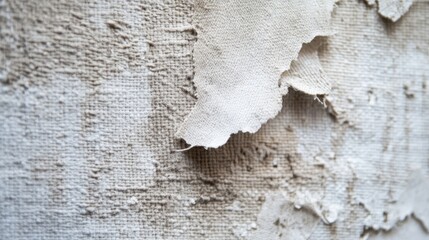 Fototapeta premium Close-up of a damaged white fabric texture