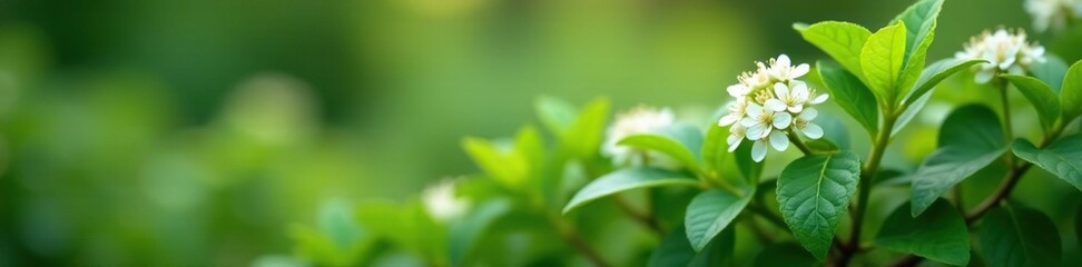 Obraz premium Low-growing shrub with fragrant small white flowers, bloom,