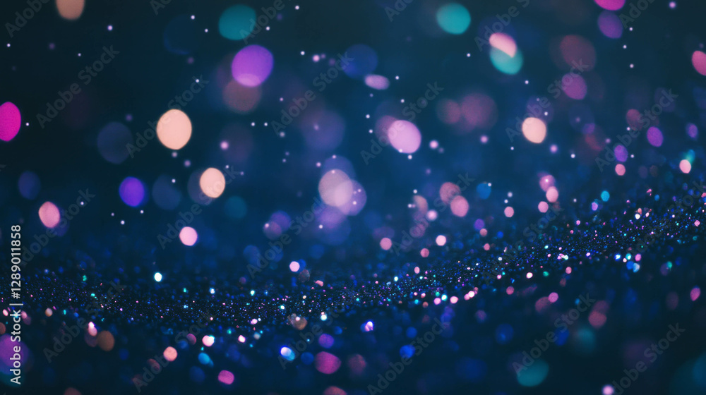 Poster glittering sparkles on dark surface for festive backdrops and creative design projects