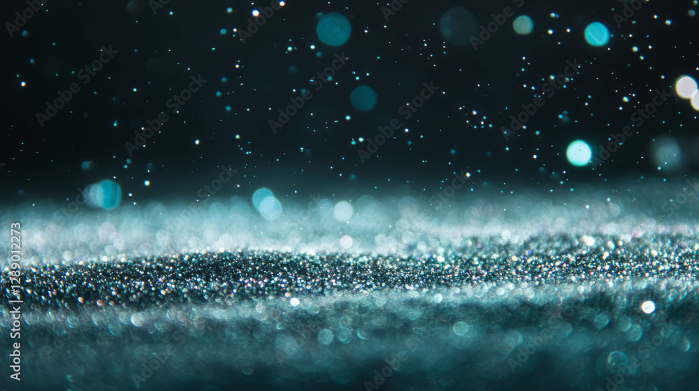 Poster Sparkling glitter background with falling particles for festive event design