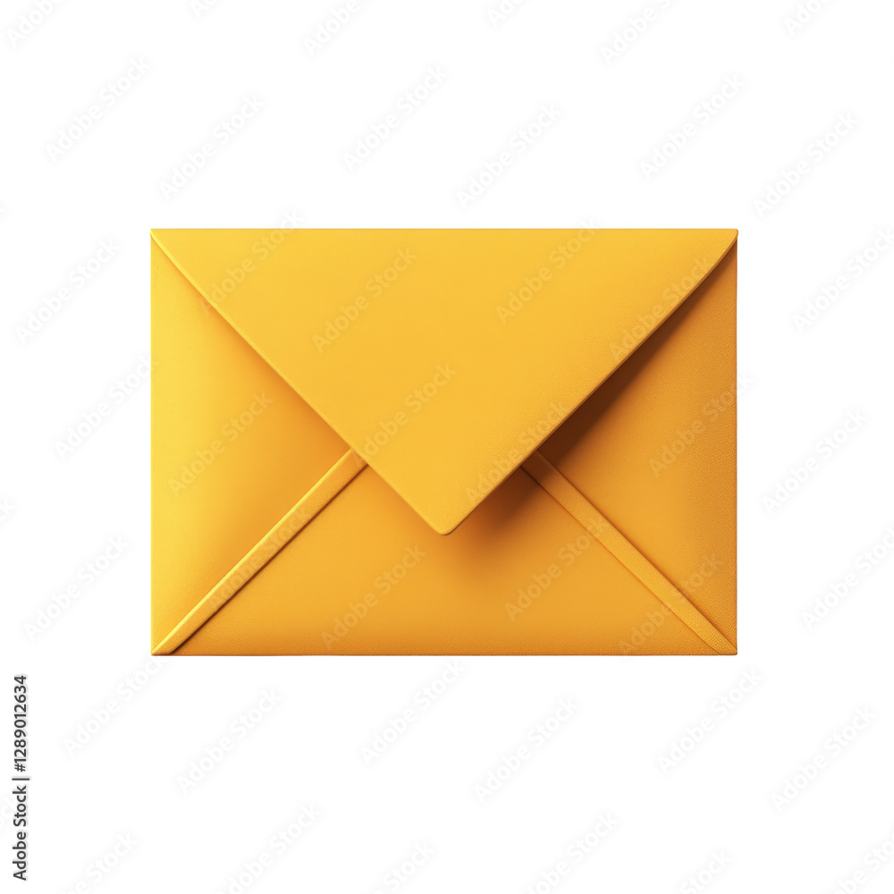 Poster yellow envelope on a wooden table with abstract background and visible identification code isolated 