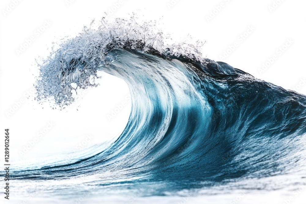 Poster a powerful wave crashes into the ocean's surface