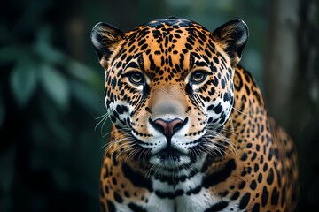 Obraz premium Medium shot of a jaguar looking straight at the camera