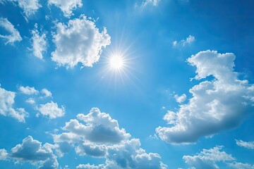 Sunny blue sky with puffy clouds (1)