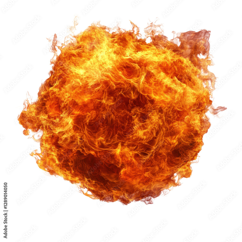 Poster bright fire ball glowing on a solid black background creating a dramatic visual effect isolated on t