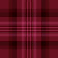 Decoration tartan fabric texture, drawing pattern seamless background. Asymmetric textile check vector plaid in red and dark colors.