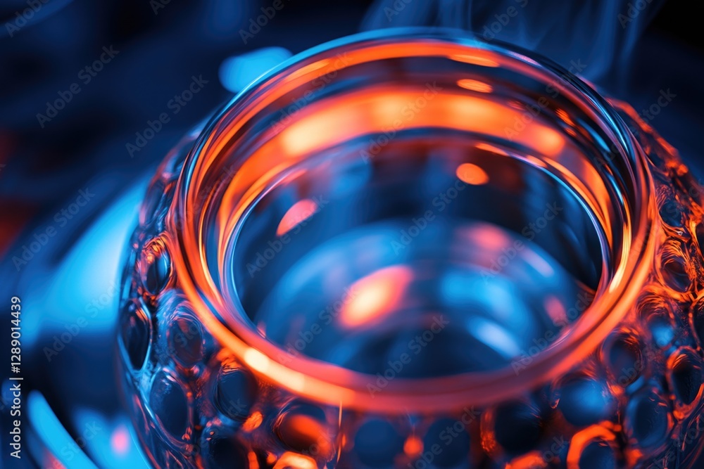 Poster a close-up of a glass containing a red light, suitable for use in photography or design projects