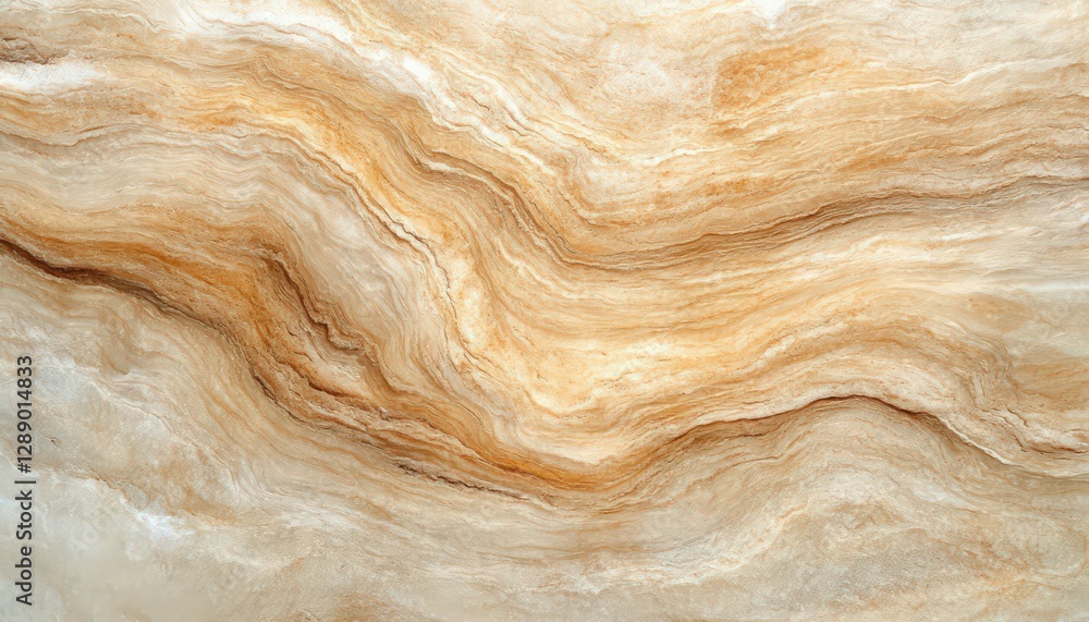 Poster abstract beige and light brown marble texture with wavy patterns and subtle glitter. close-up view o