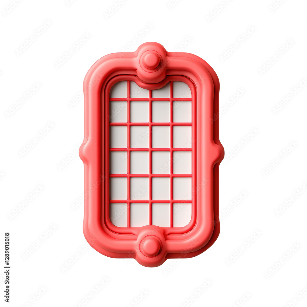 Poster red and white object with grid pattern on smooth surface for design and creative backgrounds isolate