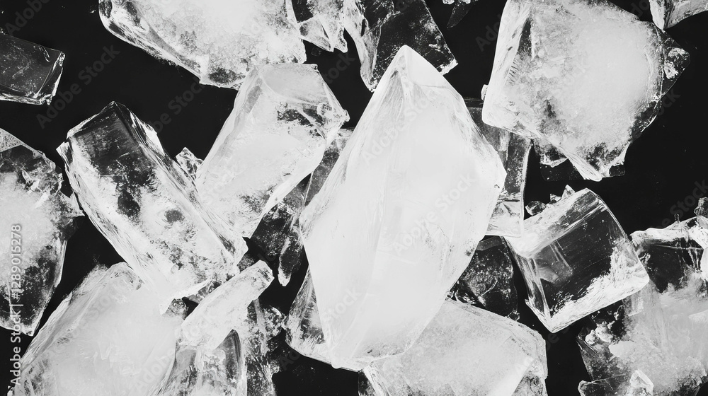Aufkleber Dynamic ice shards with sharp edges on dark background - perfect for winter design and abstract concepts
