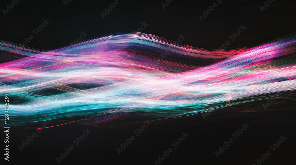 Poster dynamic abstract neon lines on black background for modern digital design