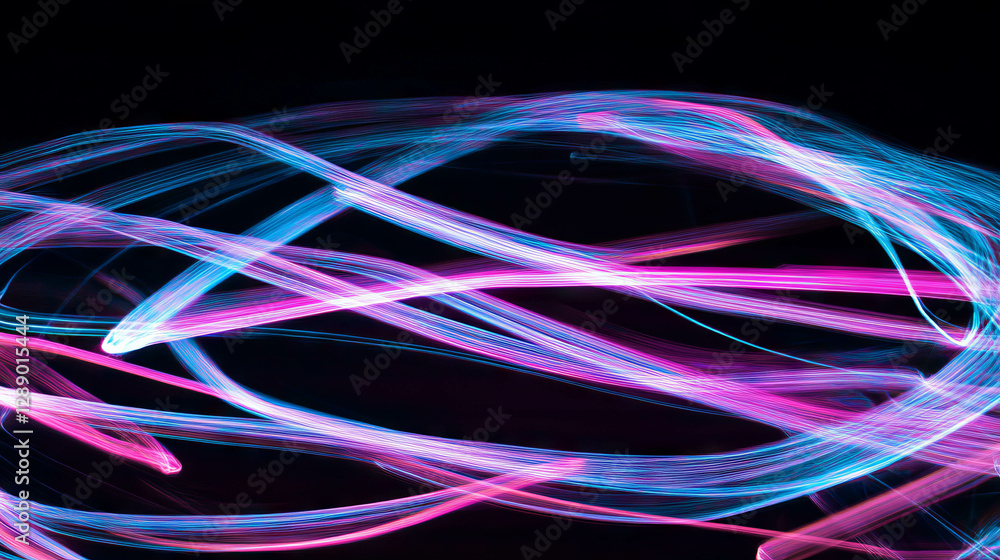 Poster abstract neon light trails pattern for modern design projects