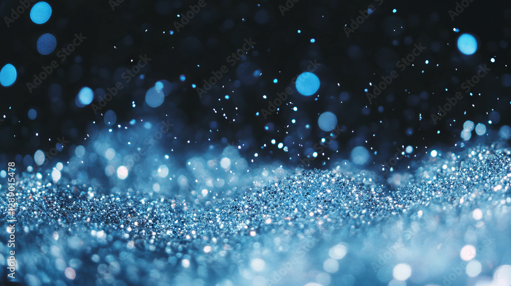 Poster sparkling glitter flakes falling in tranquil spa atmosphere for elegant design