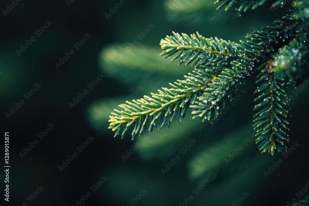 Poster A close-up shot of a pine tree branch with intricate details and textures