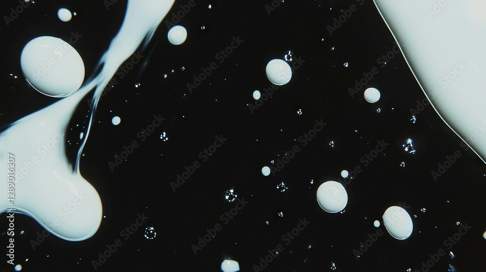 Aufkleber abstract background featuring falling milk drops on black surface