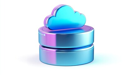 3D Cloud Database Icon Isolated
