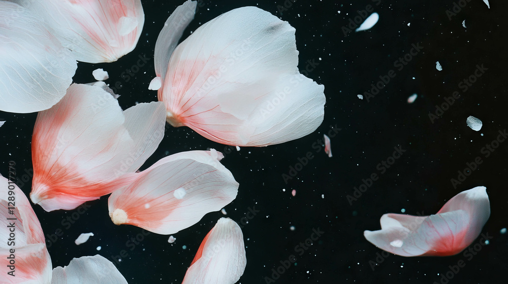 Aufkleber elegant background of floating white and pink onion petals for creative design