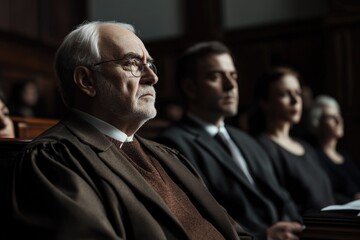 Group of people seated in a courtroom
