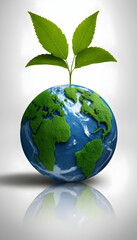 A green growing plant symbolizes a healthy world environment