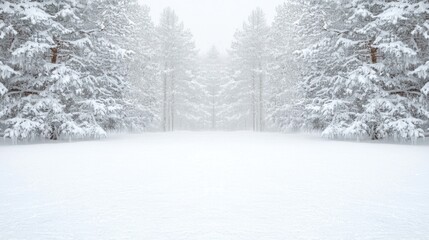 Obraz premium Snowy forest pathway, winter wonderland, peaceful scene, background use, possible stock photo
