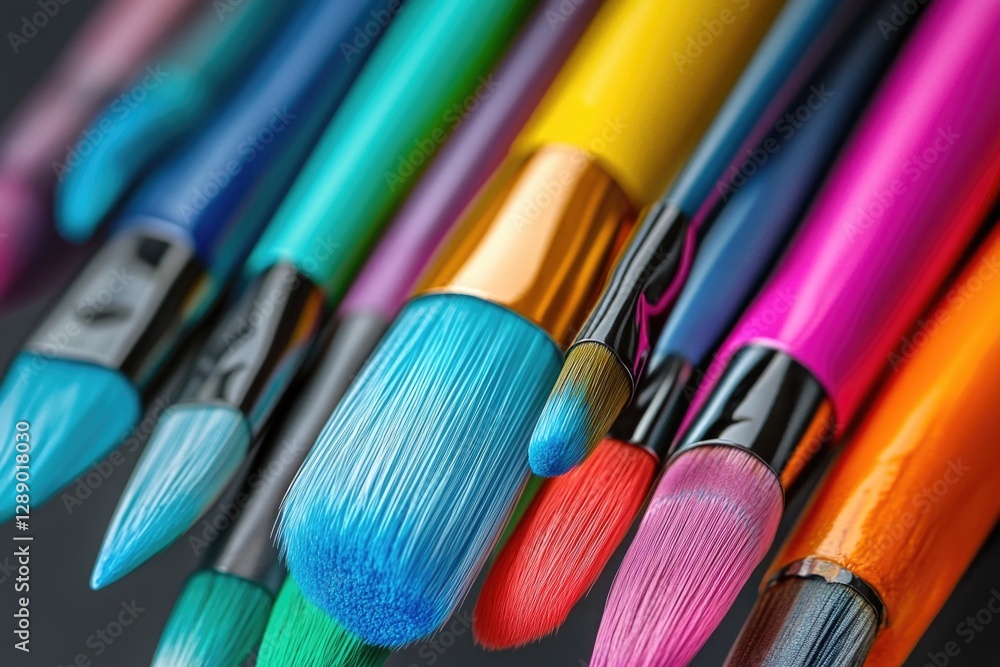 Poster high-quality image of a collection of paintbrushes, ideal for art-related uses