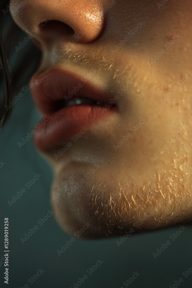 Poster a close-up photo of a woman's face with noticeable freckles, suitable for personal use or as a compo