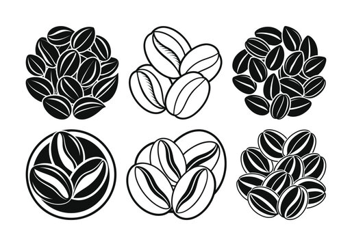 coffee beans vector, coffee bean silhouette in white background