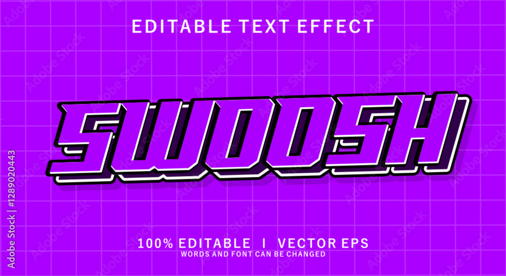 Poster swoosh vector text effect with modern style design