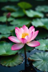 Obraz premium Lotus flowers float on the lake's surface water in full bloom, blooming, plants