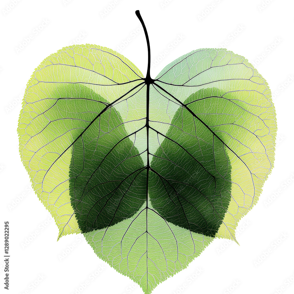 Poster leaf with two smaller leaves on a single stem in natural environment isolated on transparent backgro
