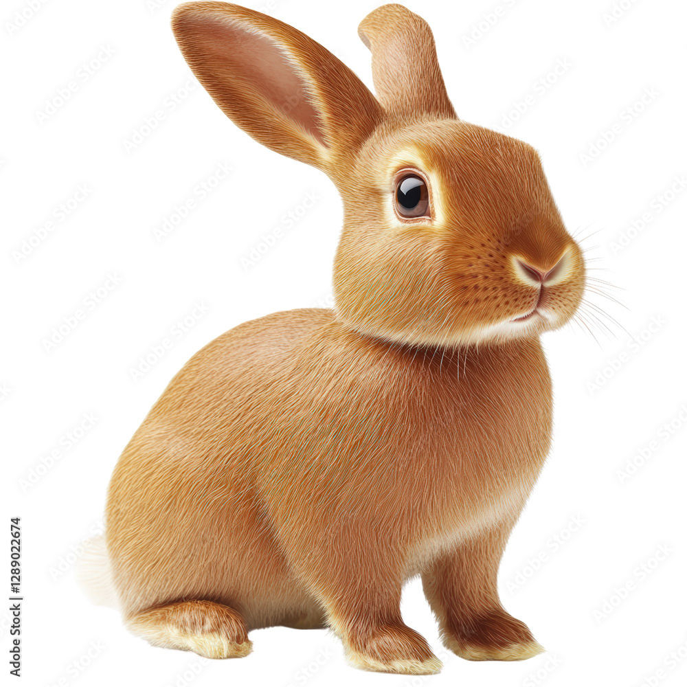 Poster brown rabbit sitting on a black background with soft lighting and clear details of fur and ears isol