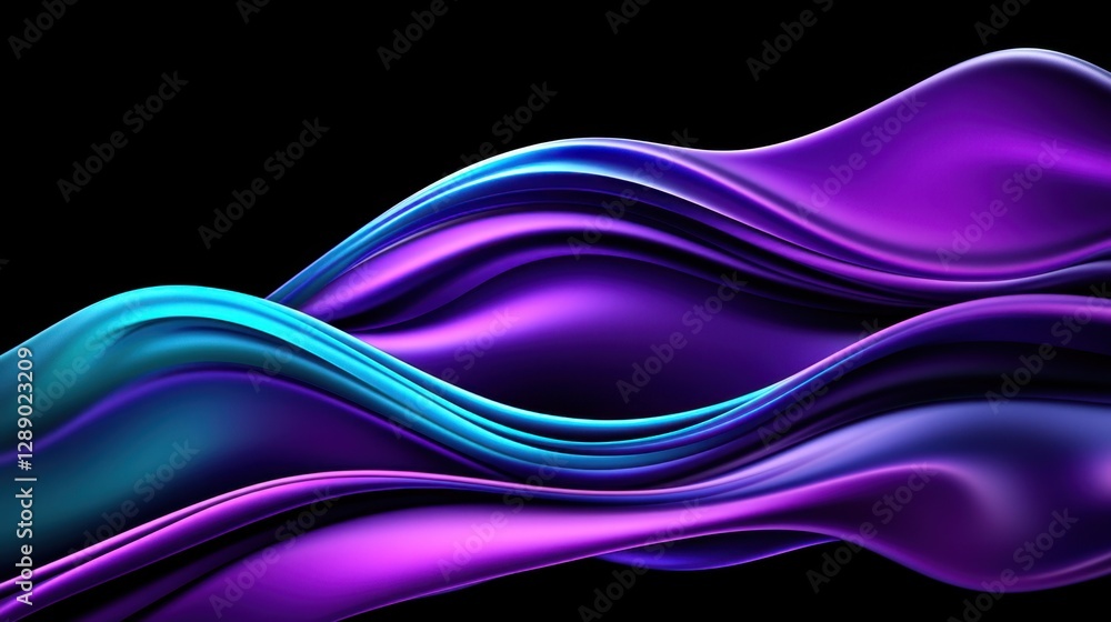 Poster soft abstract lavender light waves with deep green accents and bokeh effect on a dark charcoal backg
