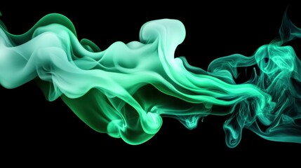 Fototapeta premium A green smokey line with a black background. The smoke is green and it looks like it is coming from a fire