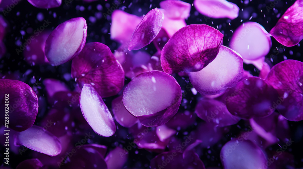 Poster falling sliced turnips on dark background for food art and design