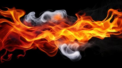 Fototapeta premium Red fire flames background with orange smoke. Glowing light effect.