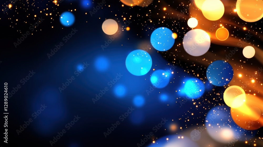 Poster abstract ocean blue and cream background with lines. flickering bokeh light.