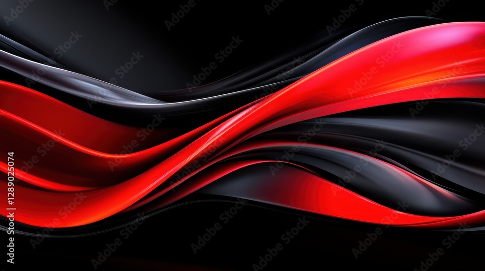 Poster a red and black wave with a black background. the red and black colors are bold and striking, creati