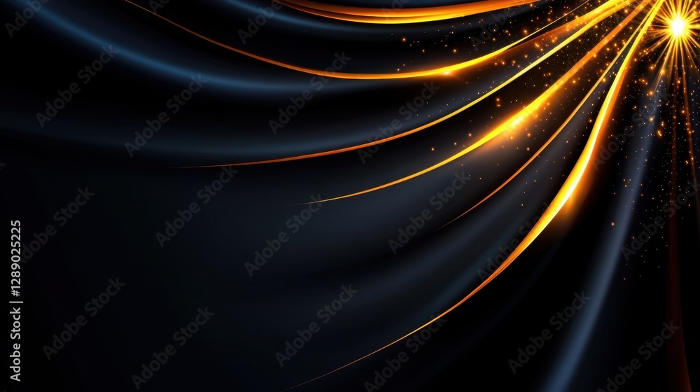 Poster abstract gold and slate grey background with lines. radiant bokeh light.