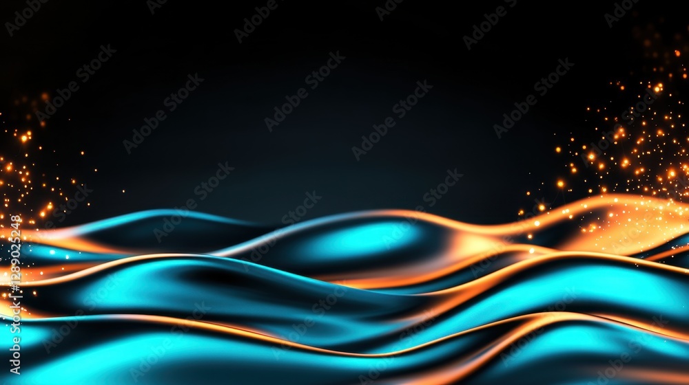 Poster abstract teal and coral background with lines. soft shimmering bokeh light.