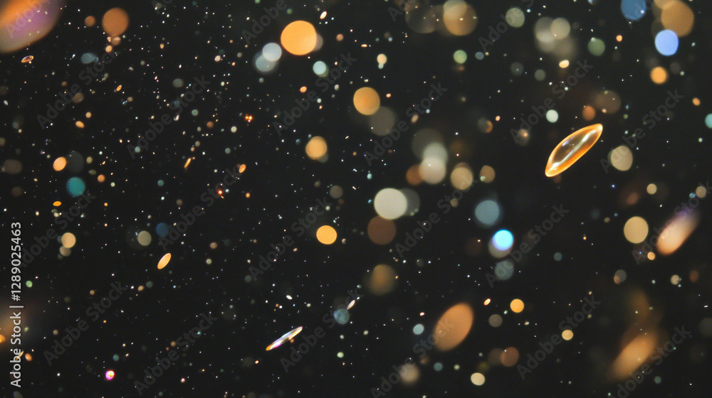 Poster abstract cosmic background with falling sprinkles and shapes