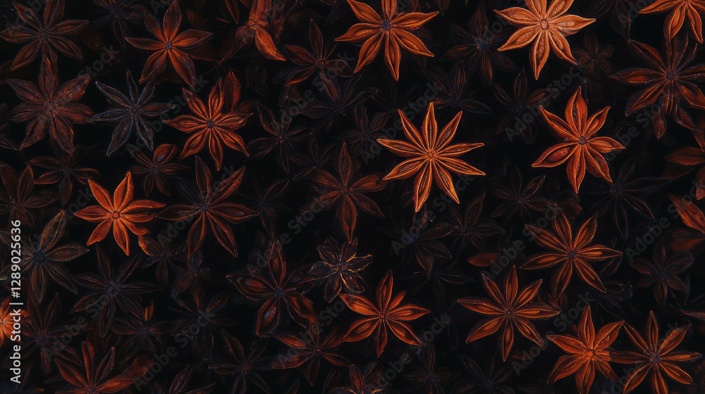 Poster captivating background of falling star anise and deep brown patterns for spice-themed design