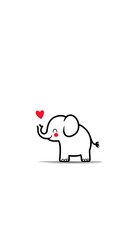 Fototapeta premium The Smiling Elephant Holding a Heart Symbol With Its Trunk
