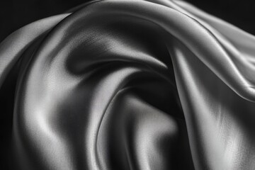 Fototapeta premium A close-up shot of a smooth satin fabric in black and white