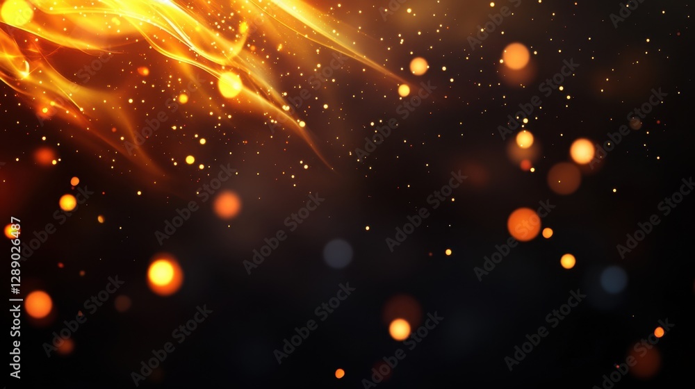 Poster abstract chartreuse and burnt orange background with lines. flickering bokeh light.