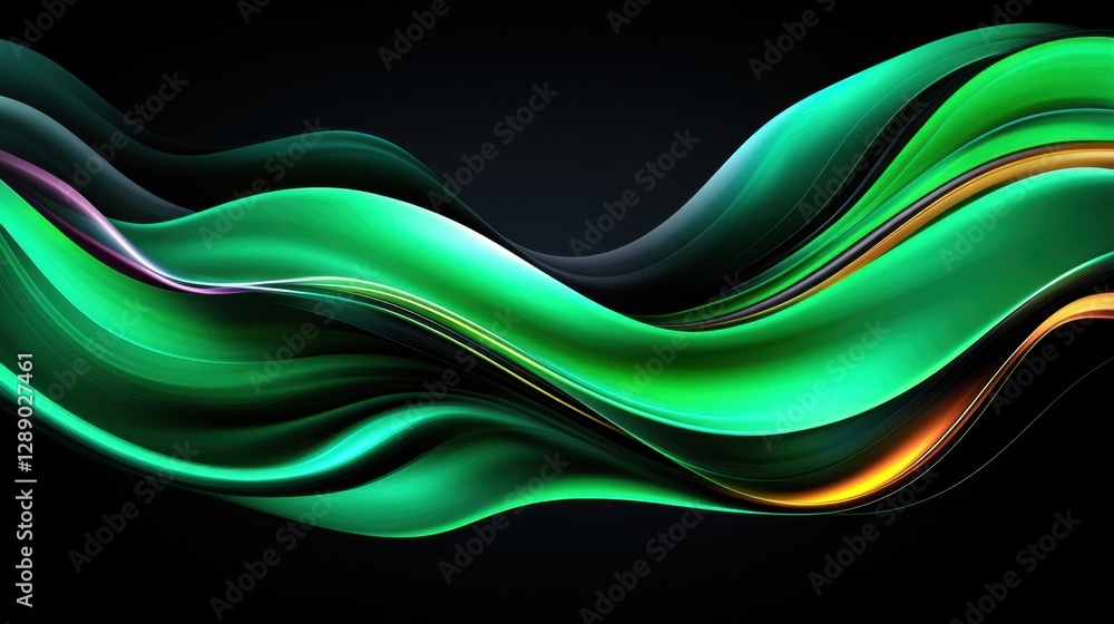 Poster abstract emerald and charcoal background with lines.